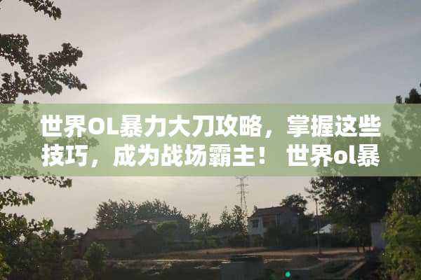 世界OL**大刀攻略,掌握这些技巧,成为战场霸主! 世界ol**大刀攻略 世界OL**大刀攻略,掌握这些技巧,成为战场霸主! 世界ol**大刀攻略