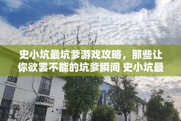 史小坑最坑爹游戏攻略，那些让你欲罢不能的坑爹瞬间 史小坑最坑爹游戏攻略
