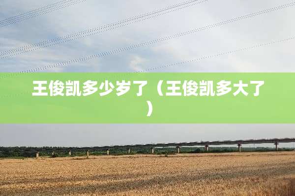 王俊凯多少岁了（王俊凯多大了）