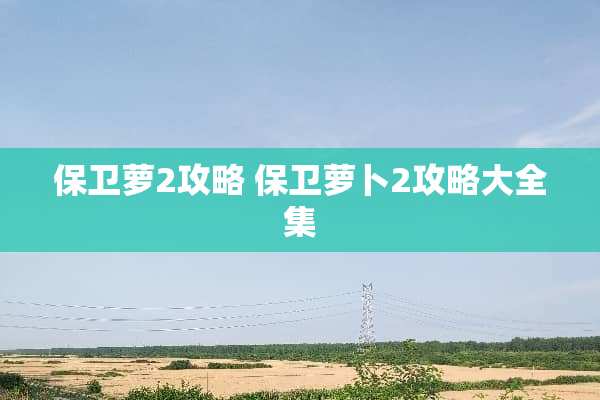 保卫萝2攻略 保卫萝卜2攻略大全集
