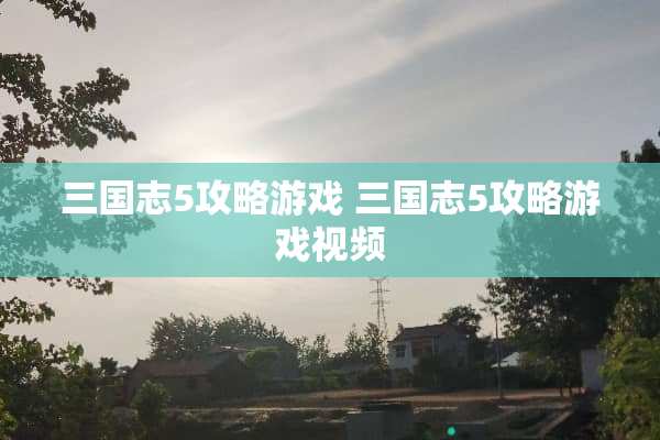 三国志5攻略游戏 三国志5攻略游戏视频