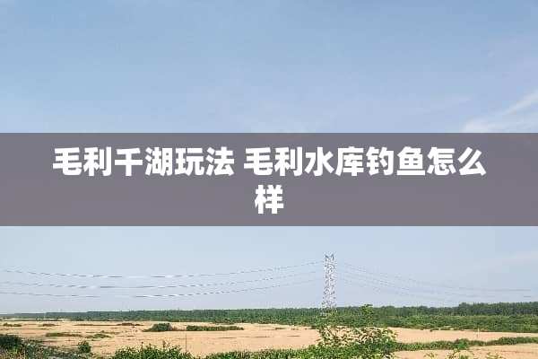 毛利千湖玩法 毛利水库钓鱼怎么样