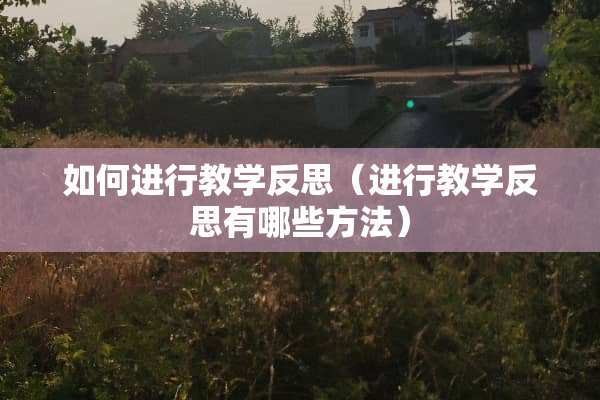 如何进行教学反思（进行教学反思有哪些方法）
