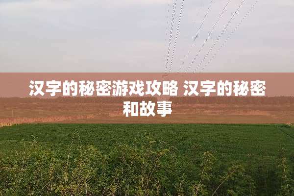 汉字的秘密游戏攻略 汉字的秘密和故事 汉字的秘密游戏攻略 汉字的秘密和故事
