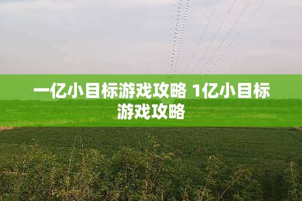 一亿小目标游戏攻略 1亿小目标游戏攻略 一亿小目标游戏攻略 1亿小目标游戏攻略
