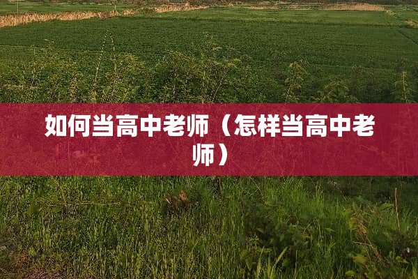 如何当高中老师（怎样当高中老师）