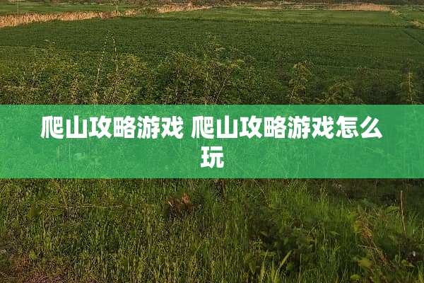 爬山攻略游戏 爬山攻略游戏怎么玩
