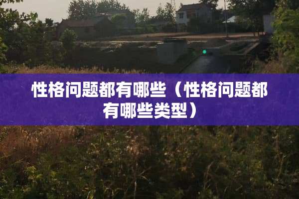 性格问题都有哪些（性格问题都有哪些类型）