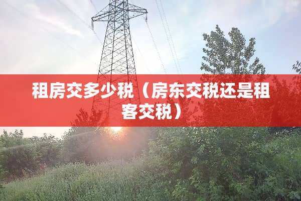 租房交多少税（房东交税还是租客交税）