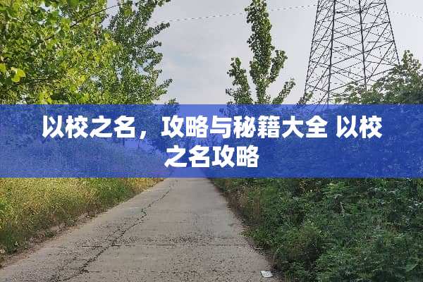 以校之名，攻略与秘籍大全 以校之名攻略