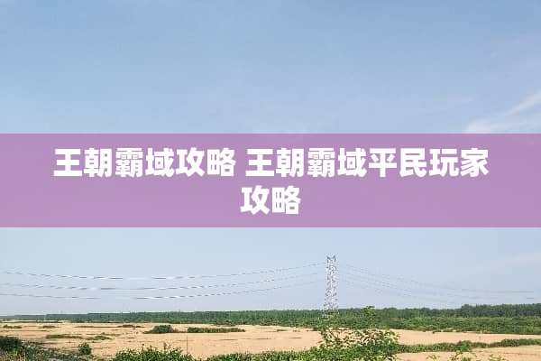 王朝霸域攻略 王朝霸域平民玩家攻略
