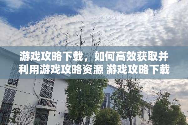 游戏攻略下载，如何高效获取并利用游戏攻略资源 游戏攻略下载