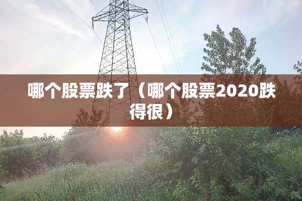 哪个股票跌了（哪个股票2020跌得很）
