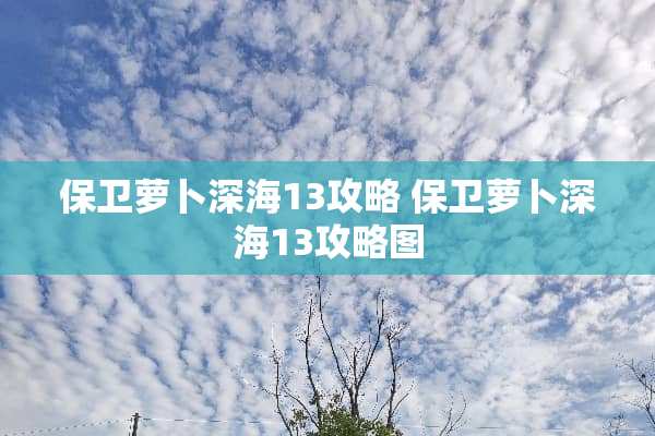 保卫萝卜深海13攻略 保卫萝卜深海13攻略图