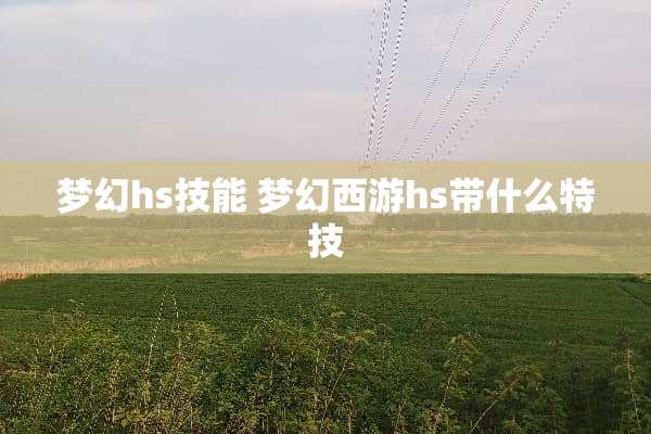 梦幻hs技能 梦幻西游hs带什么特技