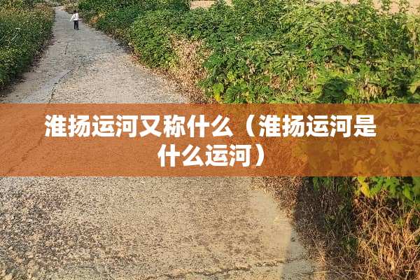 淮扬运河又称什么（淮扬运河是什么运河）