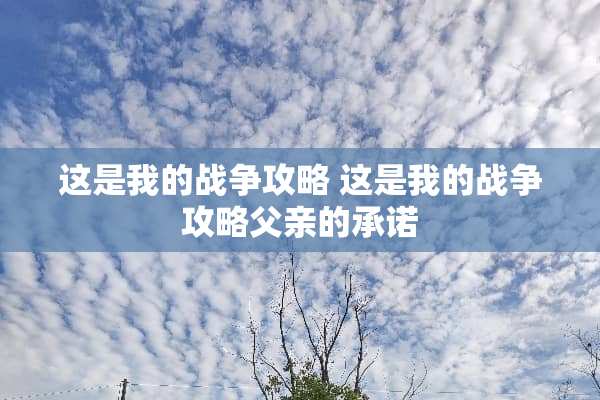 这是我的战争攻略 这是我的战争攻略父亲的承诺