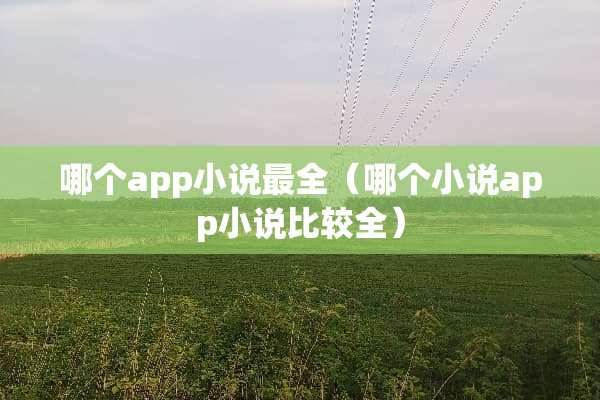 哪个app小说最全（哪个小说app小说比较全）