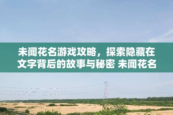 未闻花名游戏攻略，探索隐藏在文字背后的故事与秘密 未闻花名游戏攻略