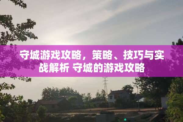 守城游戏攻略，策略、技巧与实战解析 守城的游戏攻略