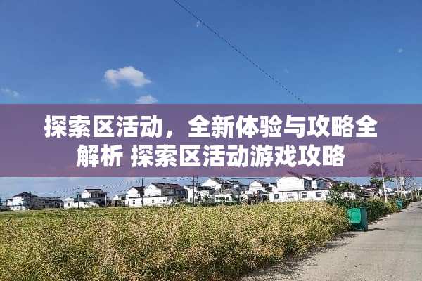 探索区活动，全新体验与攻略全解析 探索区活动游戏攻略
