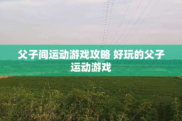 父子间运动游戏攻略 好玩的父子运动游戏