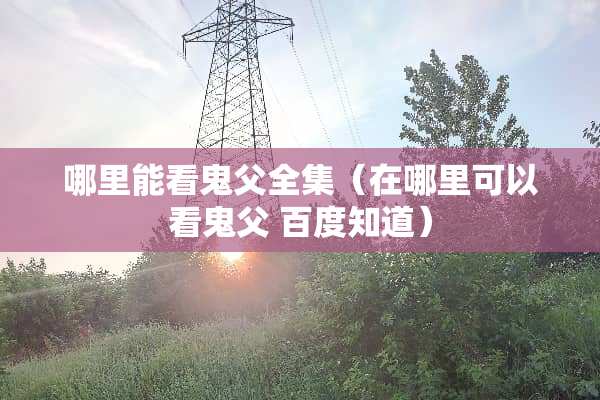 哪里能看鬼父全集（在哪里可以看鬼父 百度知道）