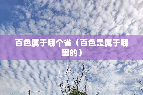 百色属于哪个省（百色是属于哪里的）