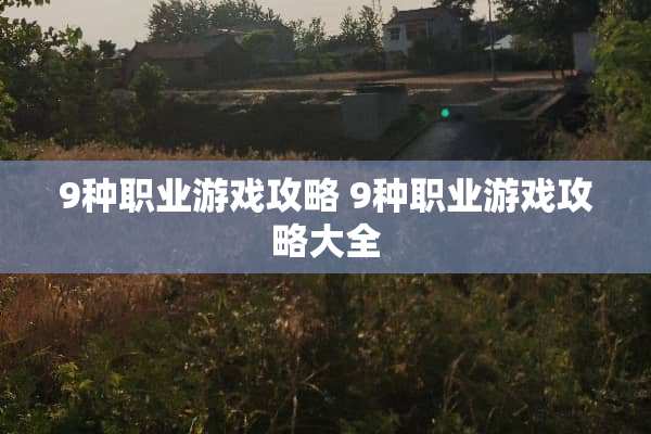 9种职业游戏攻略 9种职业游戏攻略大全