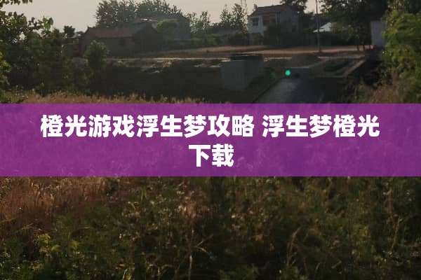 橙光游戏浮生梦攻略 浮生梦橙光下载