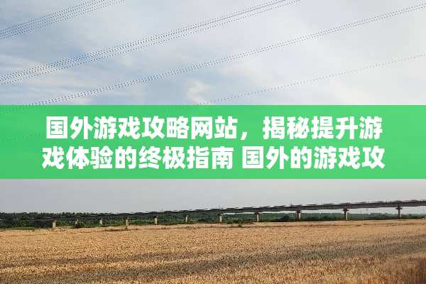 国外游戏攻略网站，揭秘提升游戏体验的终极指南 国外的游戏攻略网站