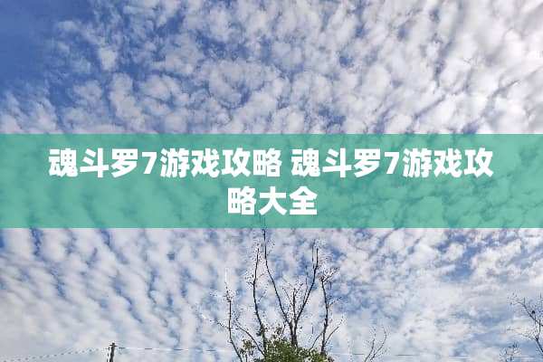 魂斗罗7游戏攻略 魂斗罗7游戏攻略大全