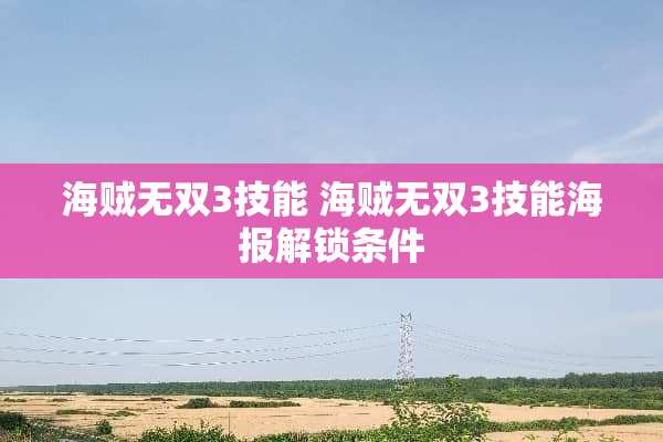 海贼无双3技能 海贼无双3技能海报解锁条件