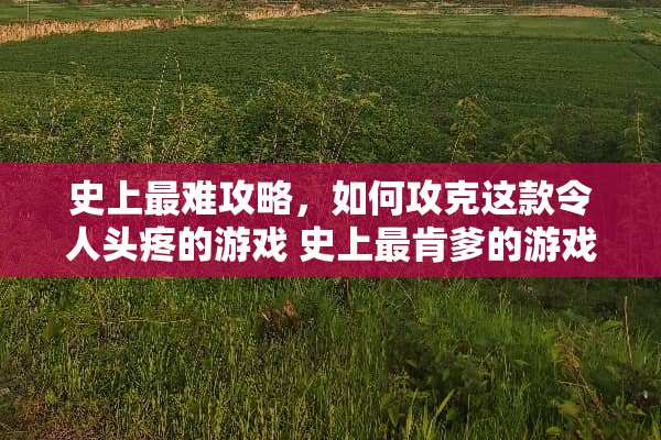 史上最难攻略，如何攻克这款令人头疼的游戏 史上最肯爹的游戏攻略