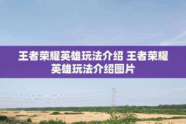 王者荣耀英雄玩法介绍 王者荣耀英雄玩法介绍图片