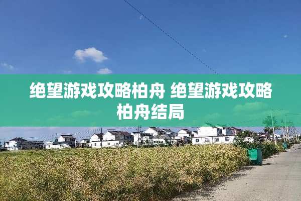 绝望游戏攻略柏舟 绝望游戏攻略柏舟结局