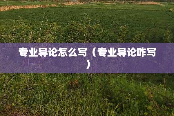 专业导论怎么写（专业导论咋写）