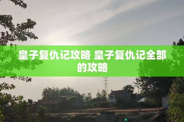 皇子复仇记攻略 皇子复仇记全部的攻略