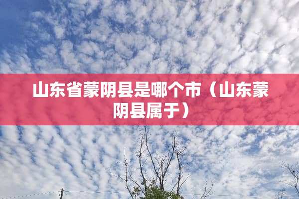 山东省蒙阴县是哪个市（山东蒙阴县属于）