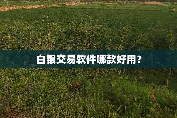 白银交易软件哪款好用？