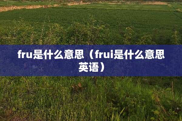 fru是什么意思（frui是什么意思英语）