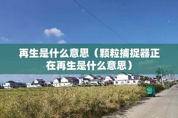 再生是什么意思（颗粒捕捉器正在再生是什么意思）