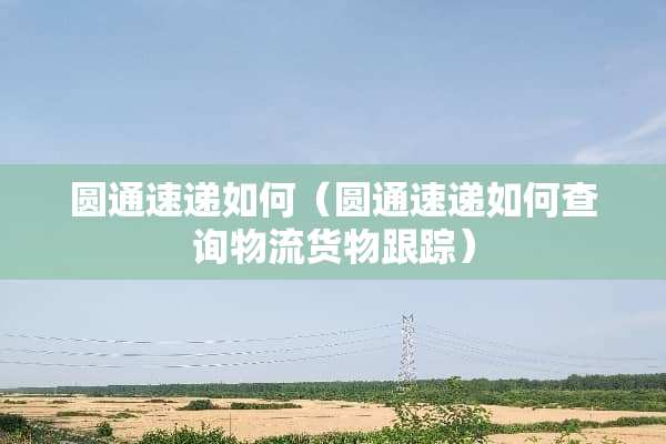 圆通速递如何（圆通速递如何查询物流货物**）