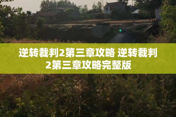 逆转裁判2第三章攻略 逆转裁判2第三章攻略完整版