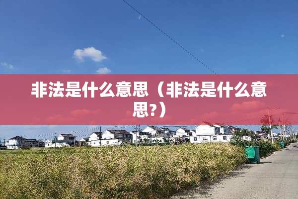 非法是什么意思（非法是什么意思?）