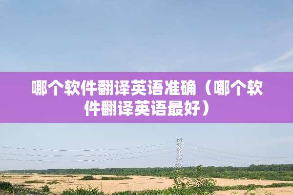 哪个软件翻译英语准确（哪个软件翻译英语最好）