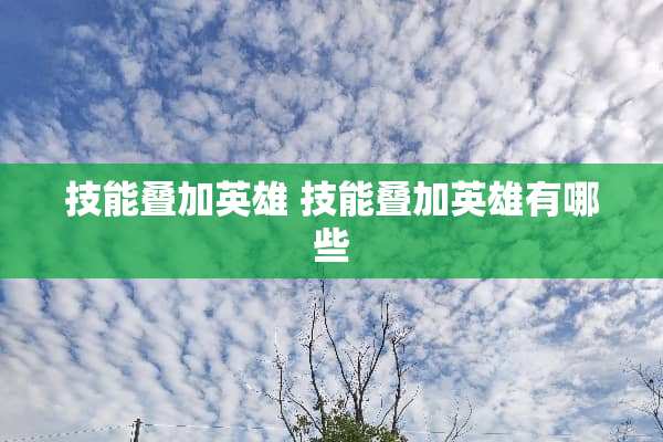 技能叠加英雄 技能叠加英雄有哪些