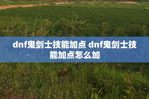 dnf鬼剑士技能加点 dnf鬼剑士技能加点怎么加