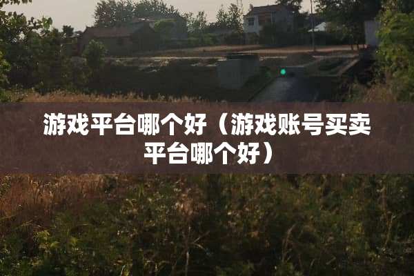 游戏平台哪个好(游戏账号买卖平台哪个好) 游戏平台哪个好(游戏账号买卖平台哪个好)