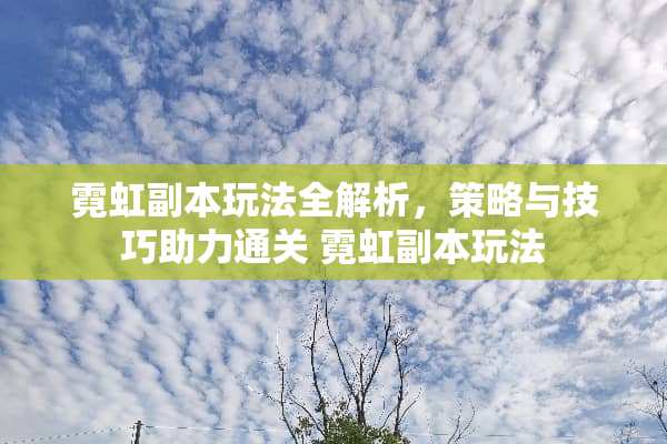 霓虹副本玩法全解析，策略与技巧助力通关 霓虹副本玩法